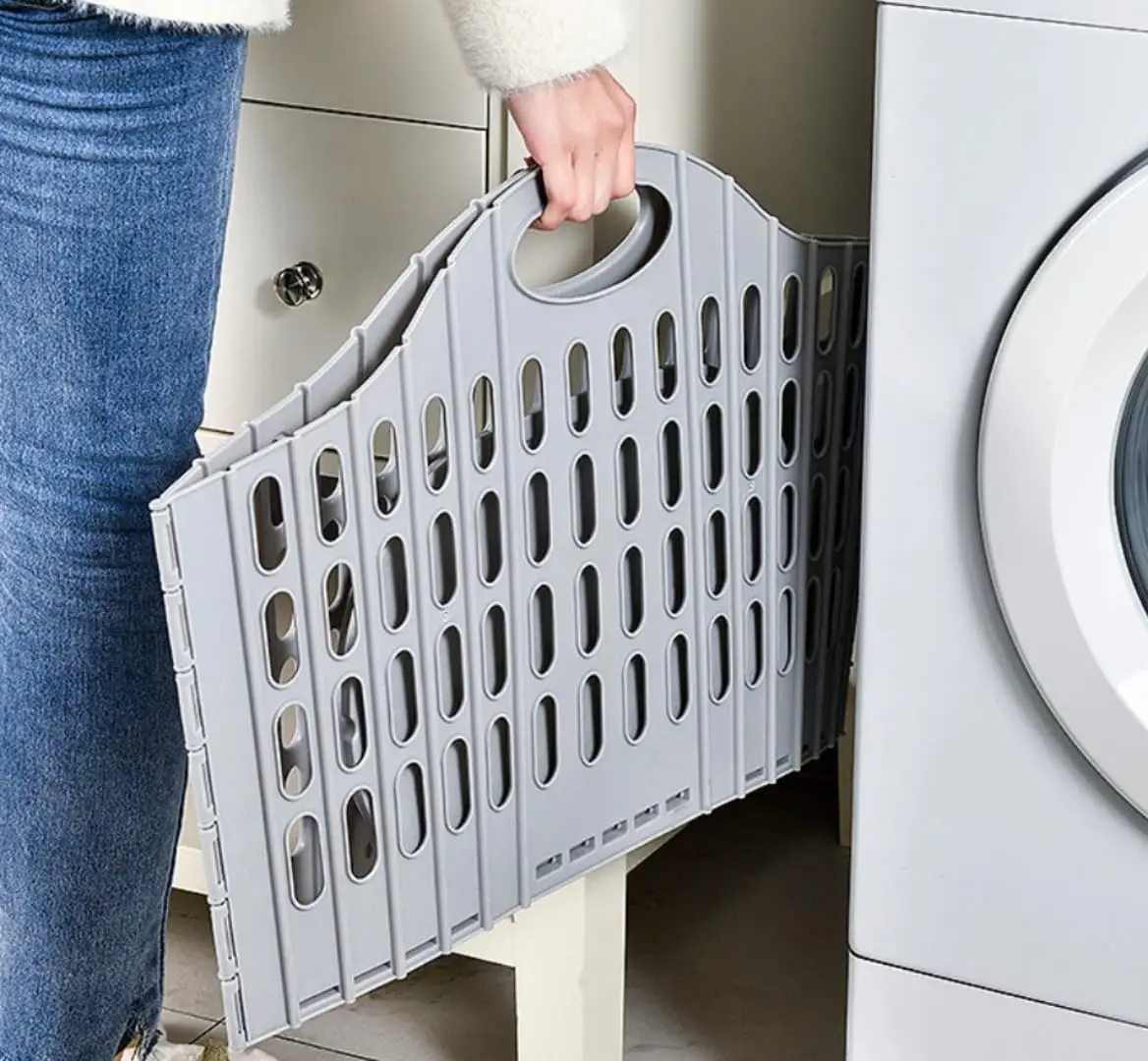 Plastic Laundry Basket with Handles - Image 3