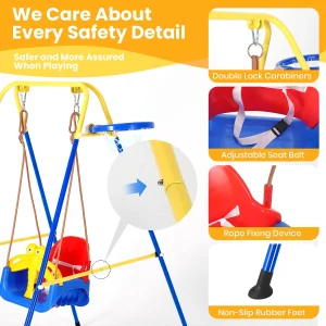 4-in-1 Kids Swing Set for Indoor & Outdoor - Thumbnail Image 4