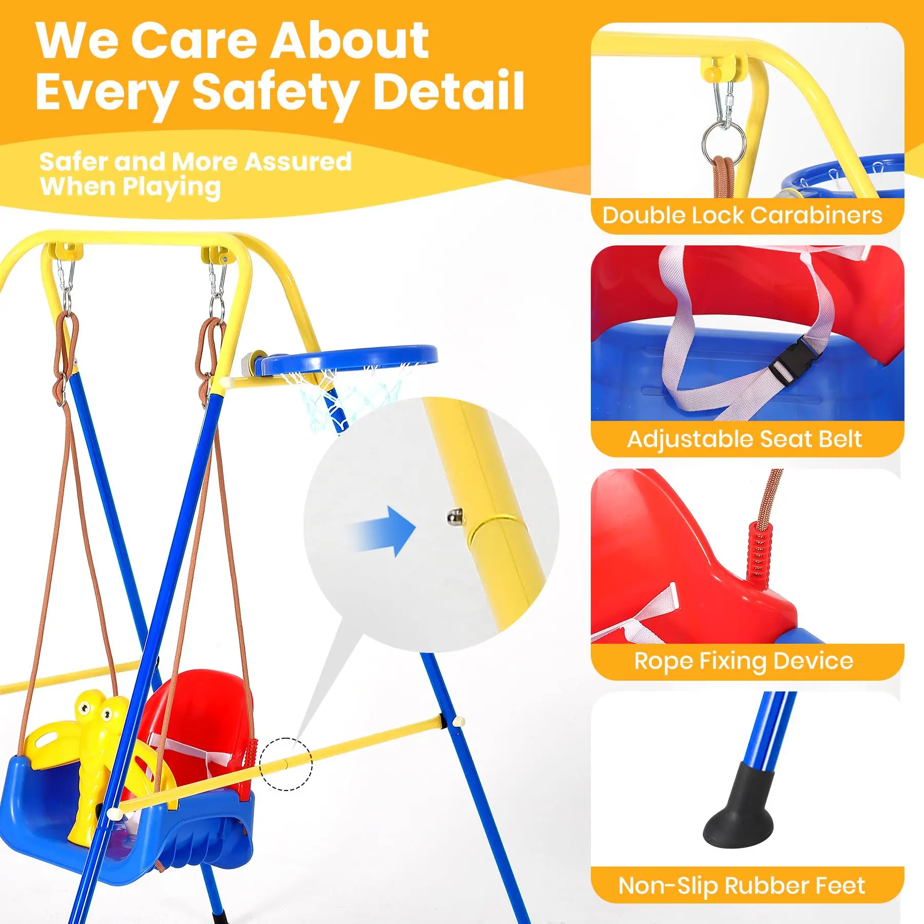 4-in-1 Kids Swing Set for Indoor & Outdoor - Image 4