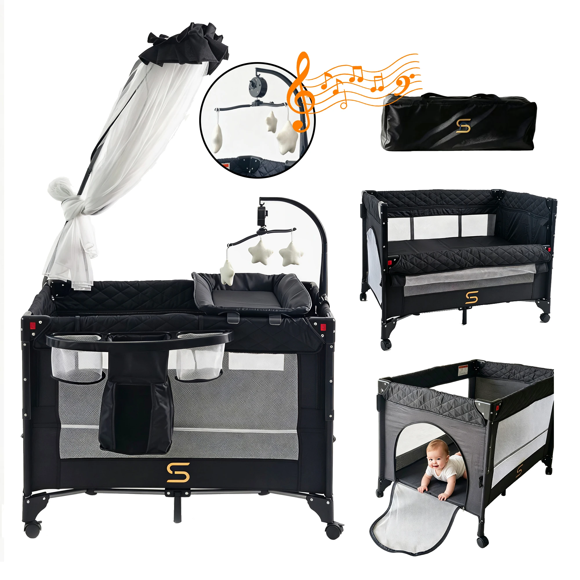 Baby Play yard with Bassinet & Changing Table - Image 4