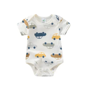 Baby Boy 5-Pack Cotton Short Sleeve Onesies - Thumbnail Image 5