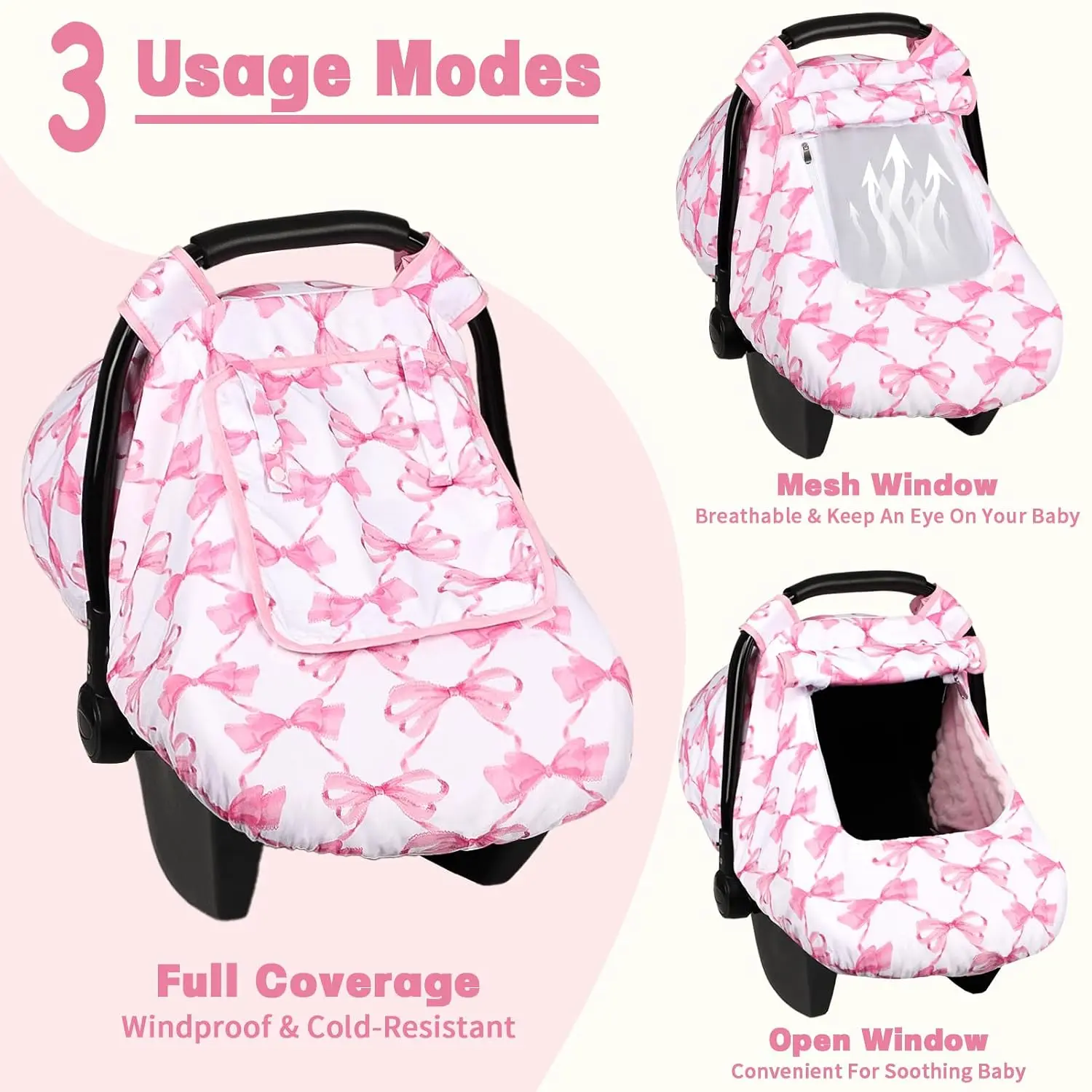 Infant Car Seat Canopy with Breathable Mesh - Image 2