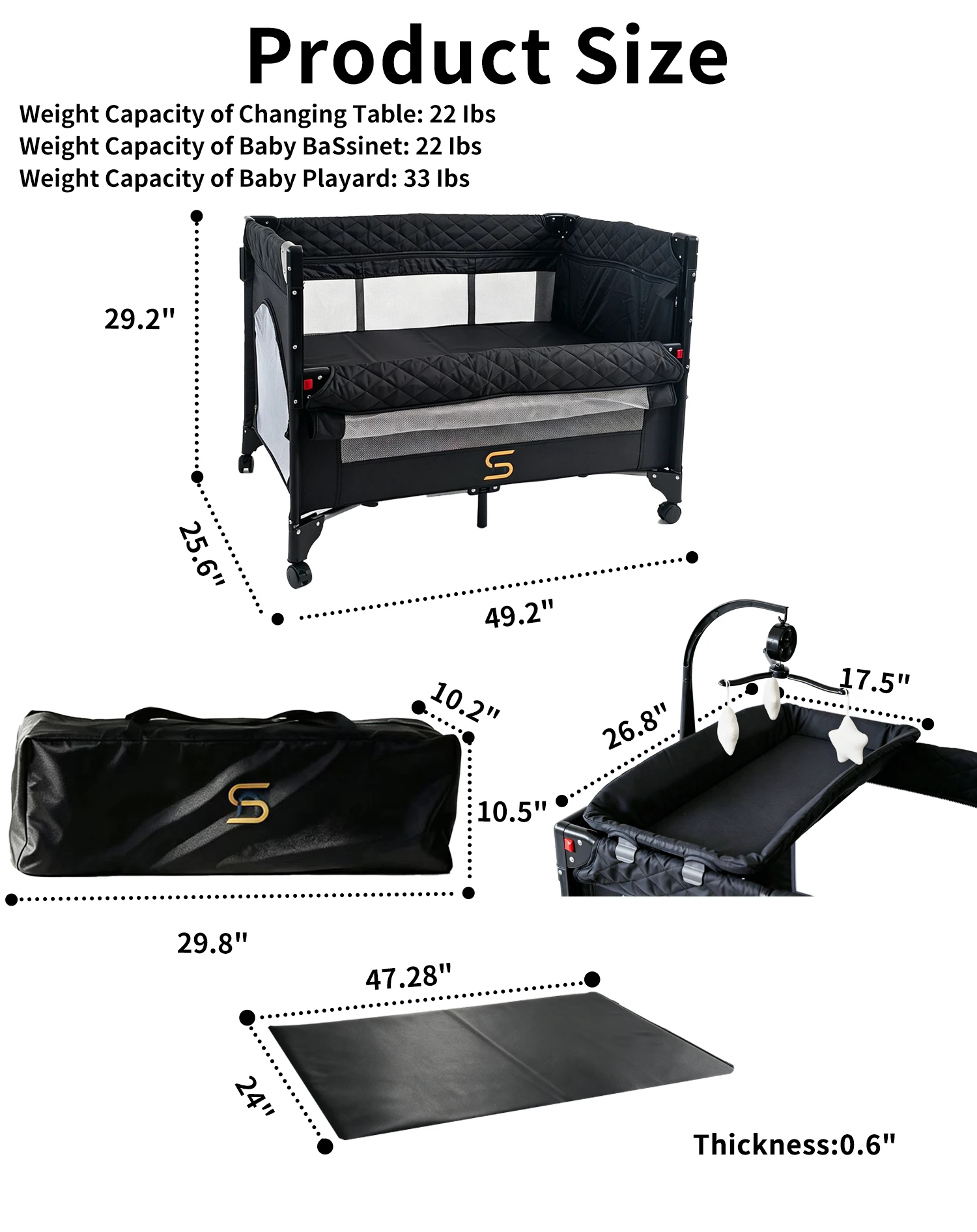Baby Play yard with Bassinet & Changing Table - Image 3