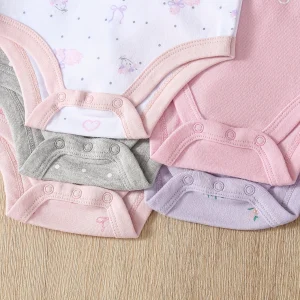 5-Pack Baby Girl Animal Print Rompers - Thumbnail Image 3