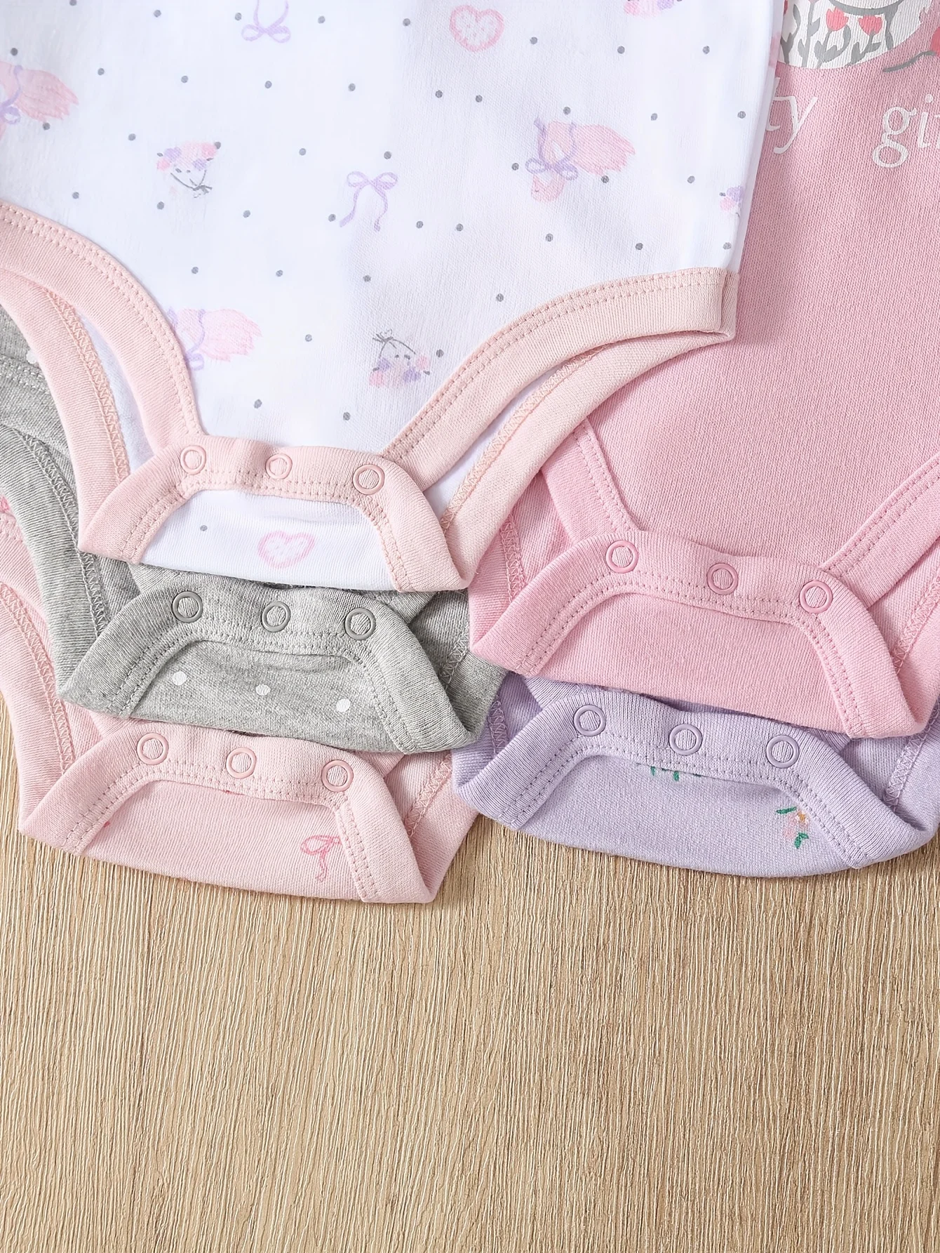 5-Pack Baby Girl Animal Print Rompers - Image 3