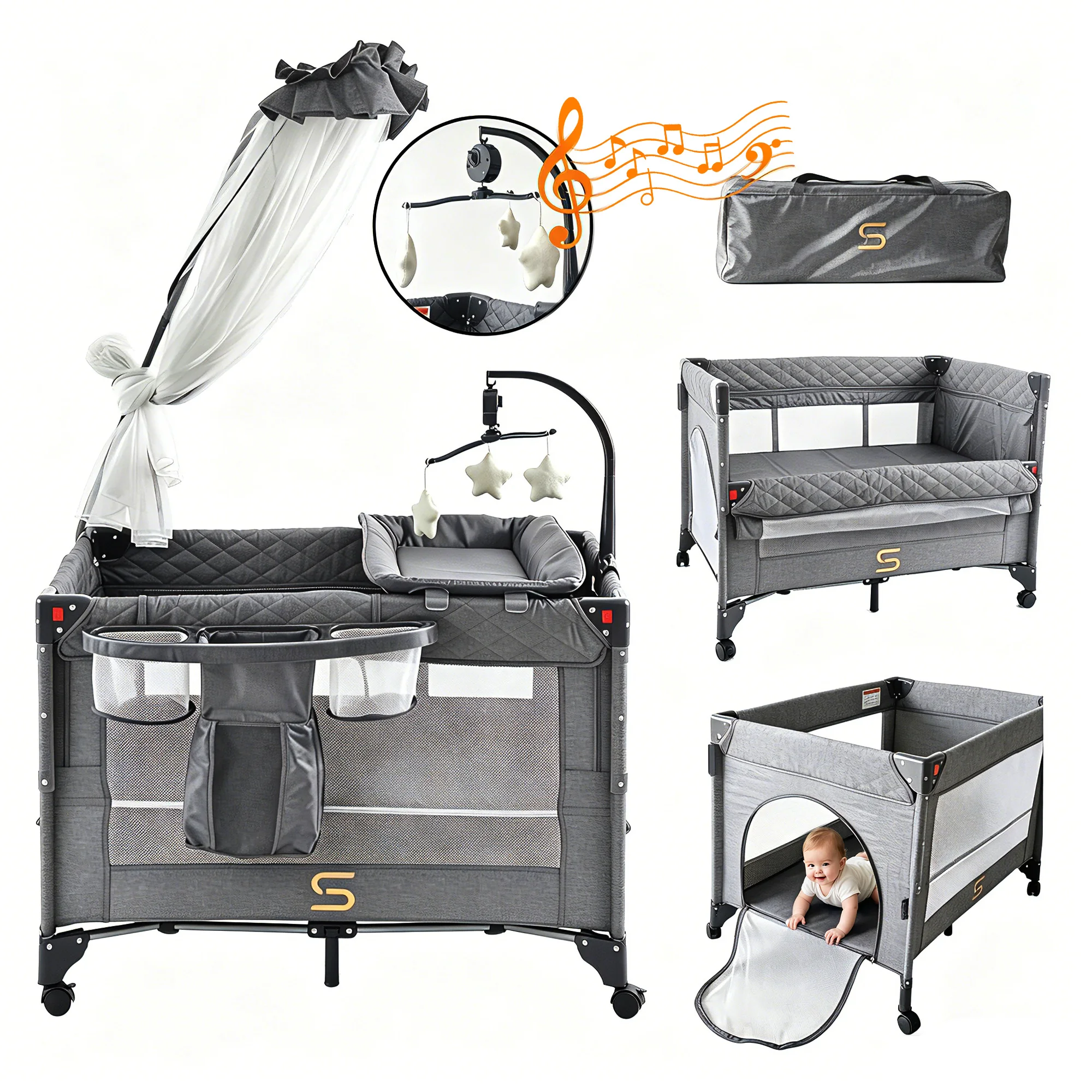 Baby Play yard with Bassinet & Changing Table - Image 1