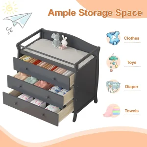 3-Drawer Baby Changing Table with Safety Rails - Thumbnail Image 4