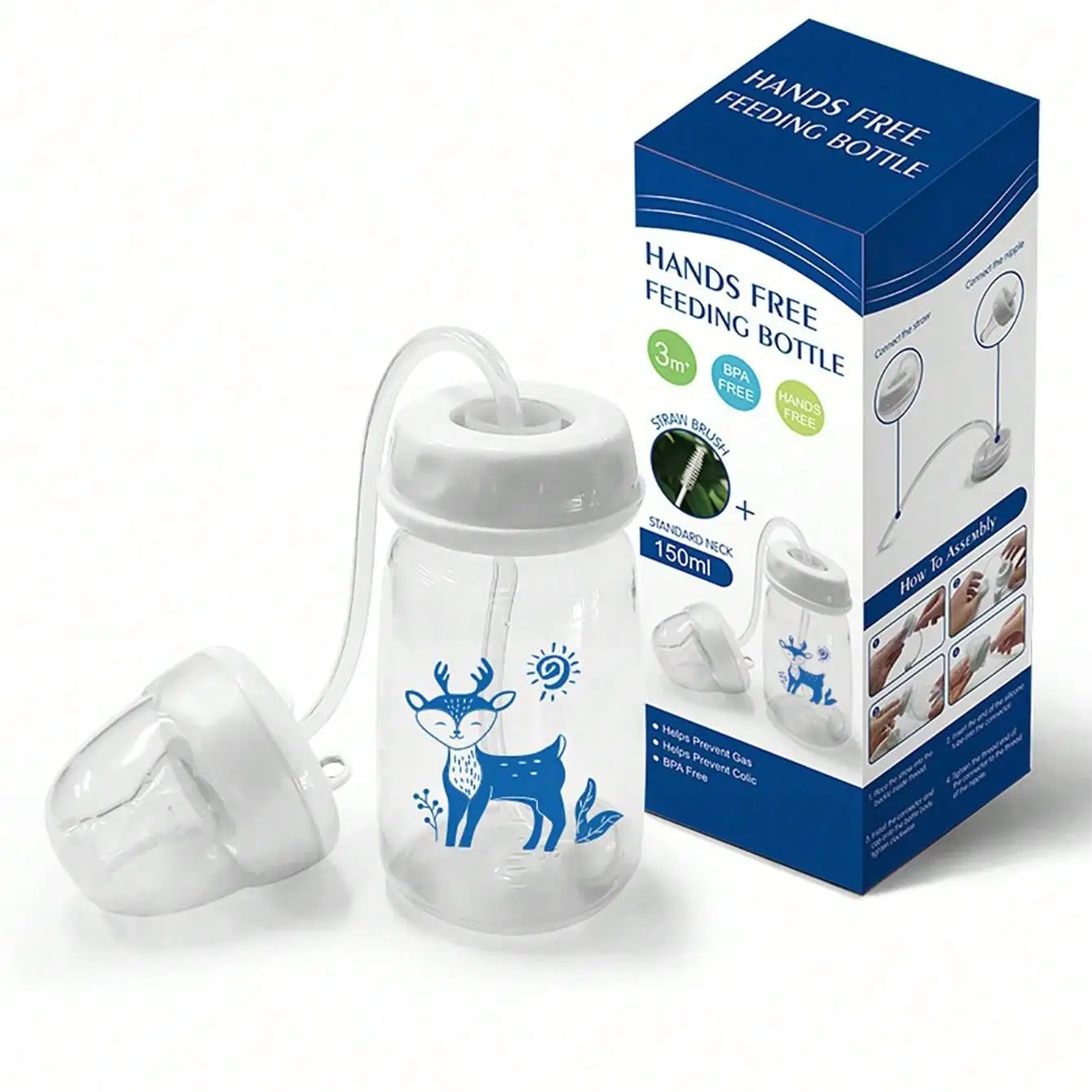 5oz Baby Feeding Bottle with Straw Brush - Image 2