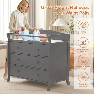 3-Drawer Baby Changing Table with Safety Rails - Thumbnail Image 2