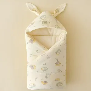 Cotton Newborn Swaddle Blanket with Bunny Ears - Thumbnail Image 4