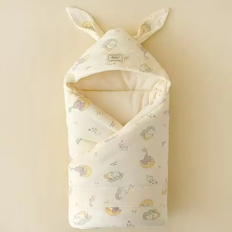 Cotton Newborn Swaddle Blanket with Bunny Ears - Image 4