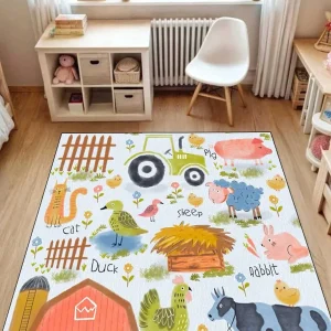 Farm Animal Rug for Baby Nursery