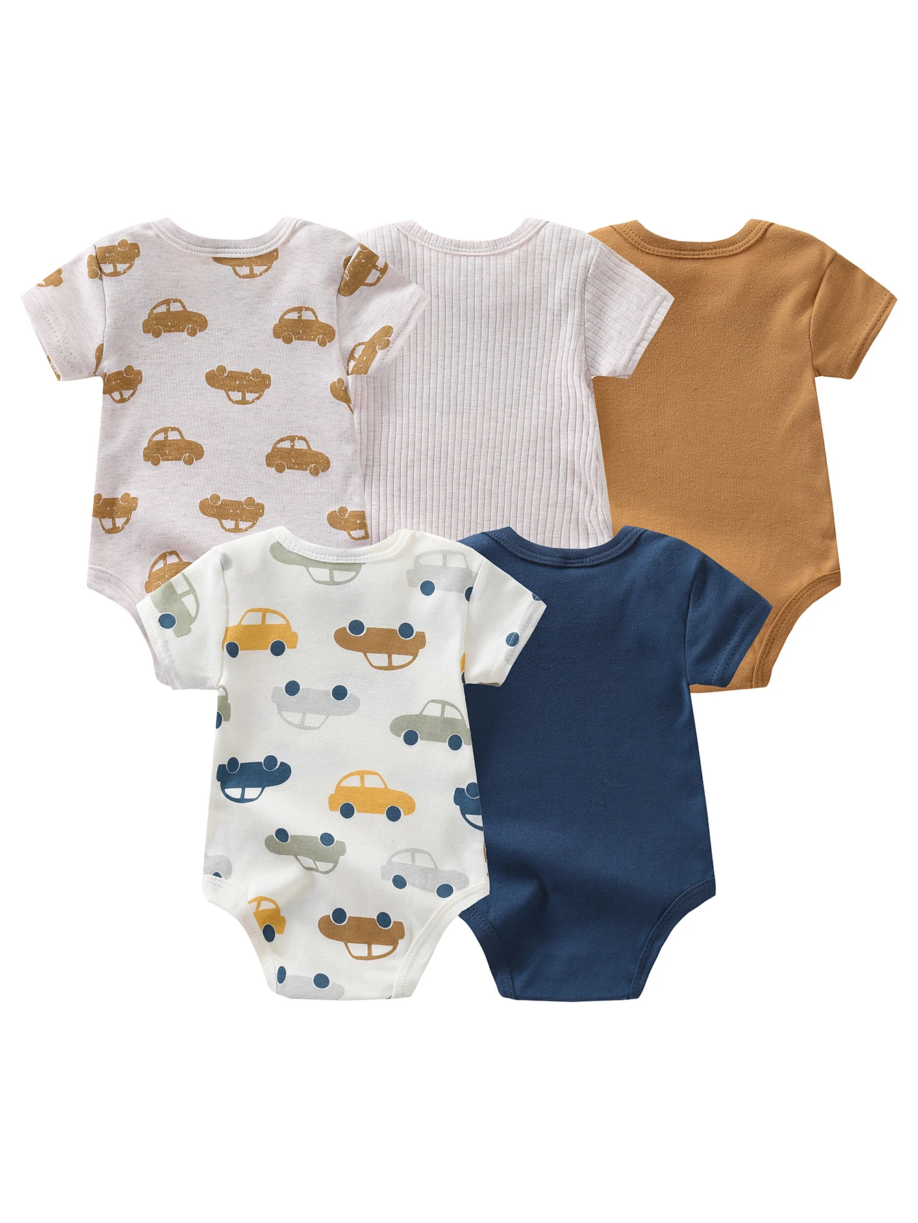 Baby Boy 5-Pack Cotton Short Sleeve Onesies - Image 1