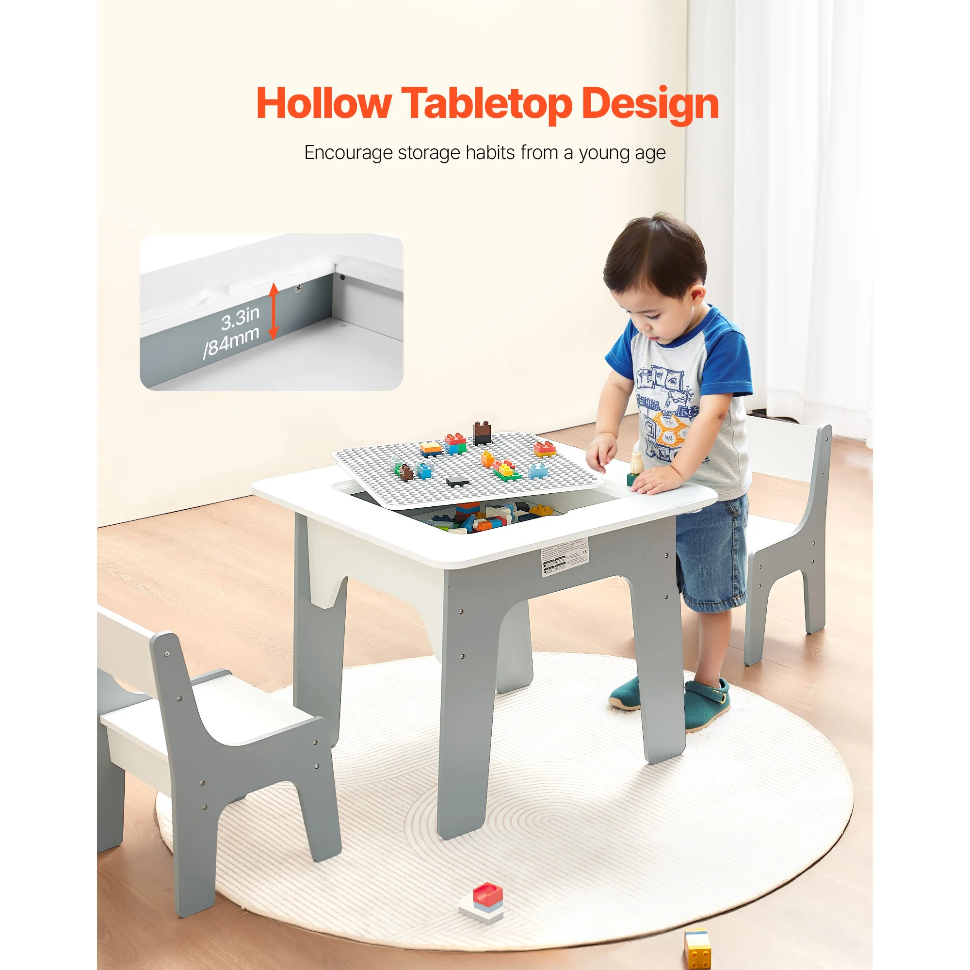 4-in-1 Kids Activity Table & 2 Chairs Set - Image 4