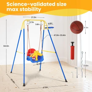 4-in-1 Kids Swing Set for Indoor & Outdoor - Thumbnail Image 3