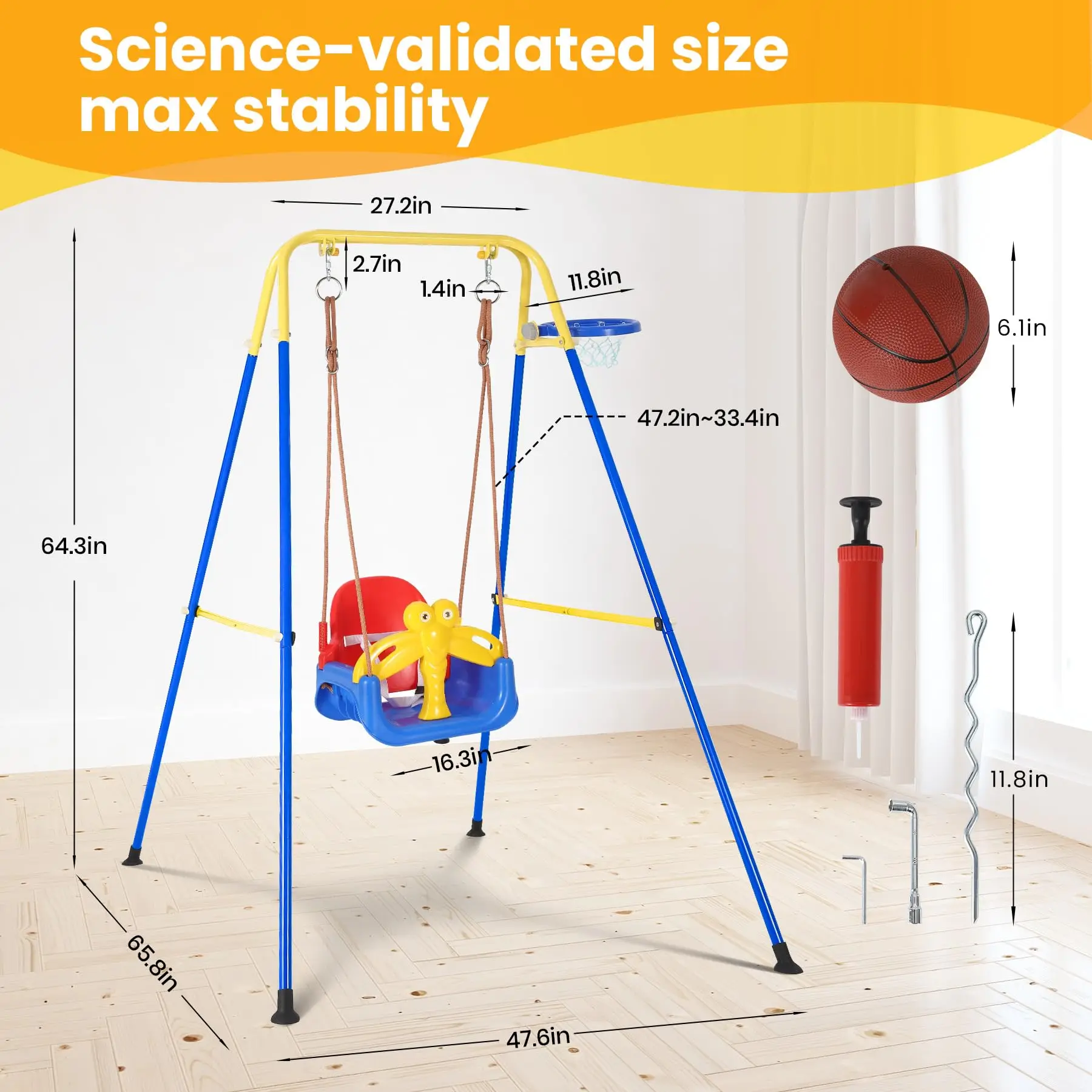 4-in-1 Kids Swing Set for Indoor & Outdoor - Image 3