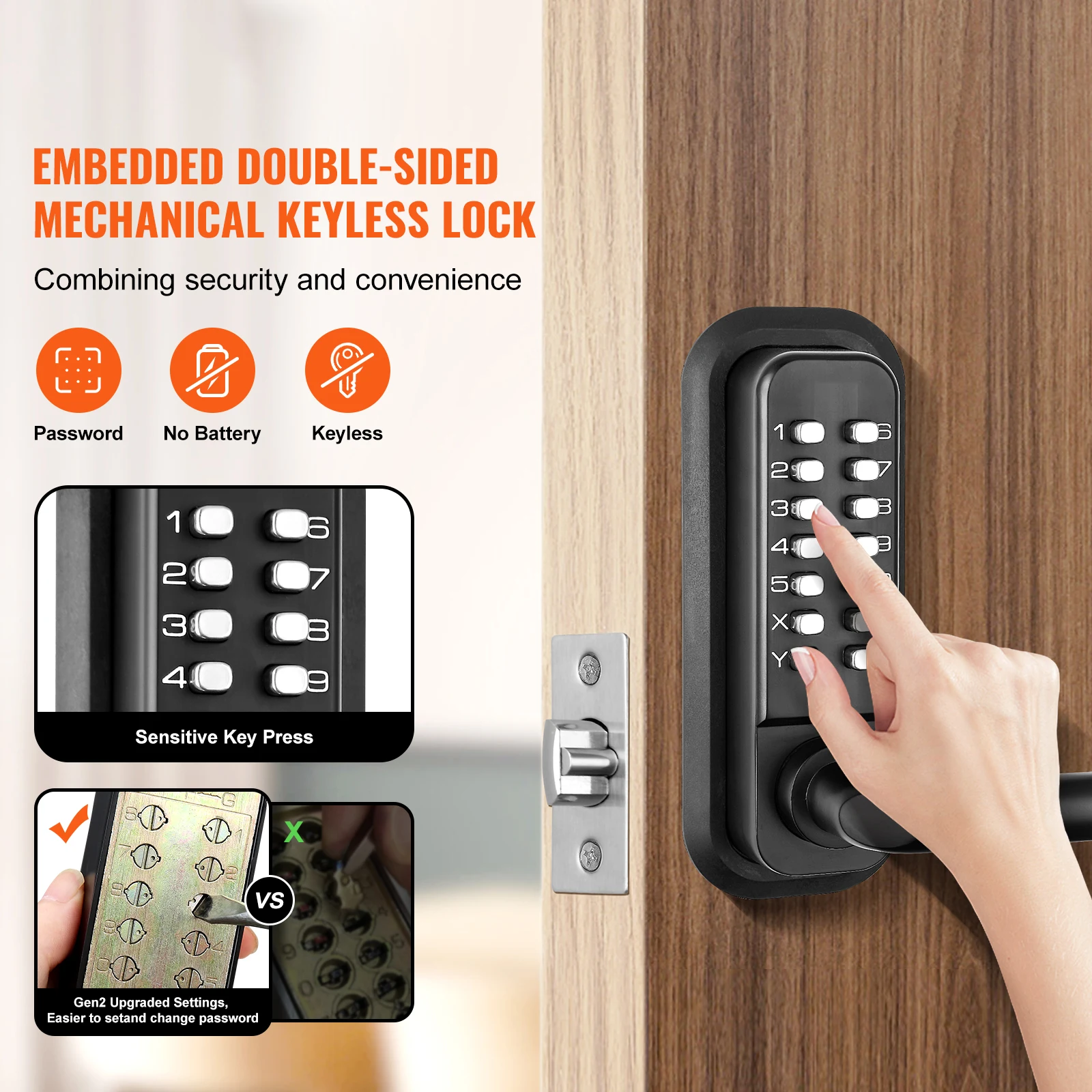 Mechanical Keyless Door Lock with Keypad - Image 3
