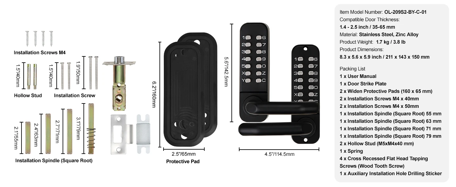 Mechanical Keyless Door Lock with Keypad - Image 2