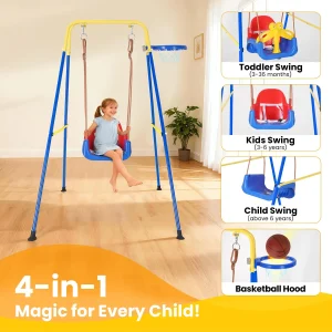 4-in-1 Kids Swing Set for Indoor & Outdoor - Thumbnail Image 2