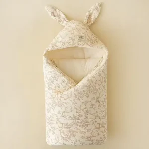 Cotton Newborn Swaddle Blanket with Bunny Ears - Thumbnail Image 5